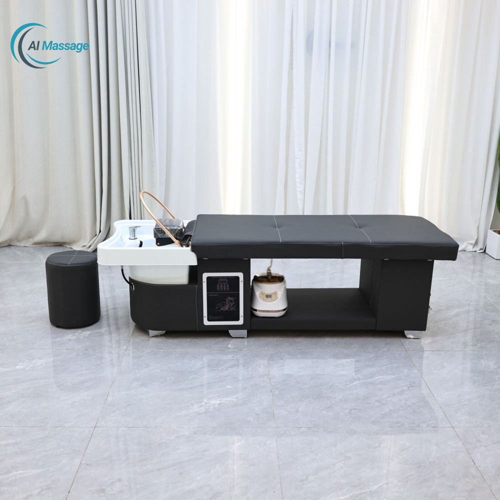 Thai-style shampoo bed salon furniture head massage bed with steam water circulation system, stylish and practical massage bed, spa salon furniture wholesale salon manufacturer.