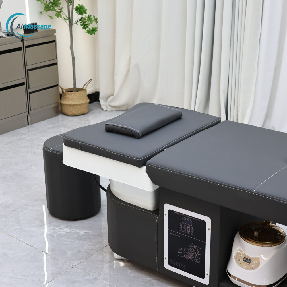 Thai-style shampoo bed salon furniture head massage bed with steam water circulation system, stylish and practical massage bed, spa salon furniture wholesale salon manufacturer.