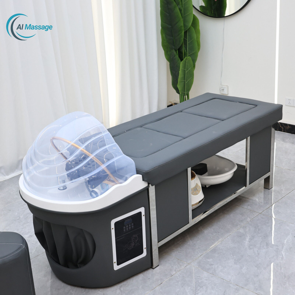 Multifunctional Thai massage bed, salon shampoo bed, foot bath center, spa equipment with steam heating configuration