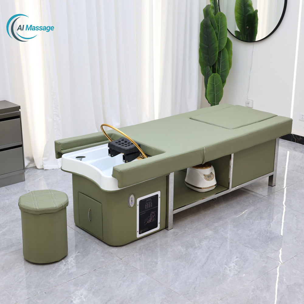 Thai-style shampooing beds, salon massage beds, and other commercial equipment available Also includes steam water circulation foot bath centers, head therapy beds, and spa beds.