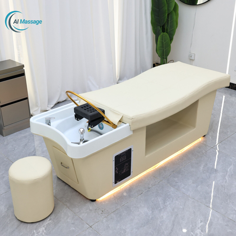 Simple massage shampoo bed for salons, with steam water circulation function, spa shampoo bed; beauty salon equipment.