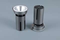 Small steel cannon spotlight - round surface ring / embedded