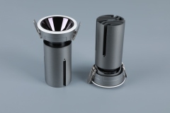 Small steel cannon spotlight - round surface ring / embedded