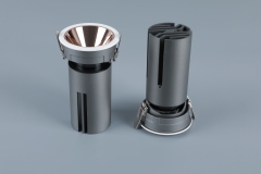 Small steel cannon spotlight - round surface ring / embedded