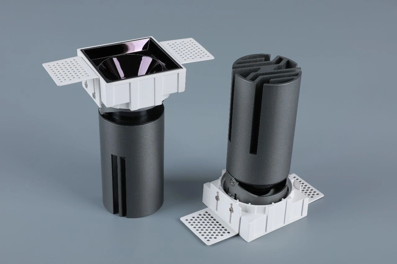 Small steel cannon spotlight - square single head / embedded