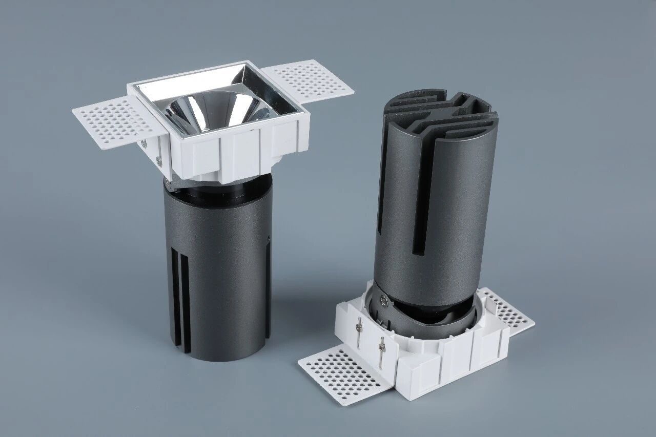 Small steel cannon spotlight - square single head / embedded