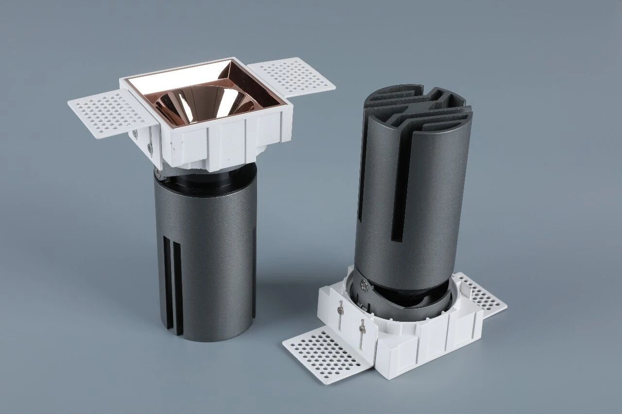 Small steel cannon spotlight - square single head / embedded