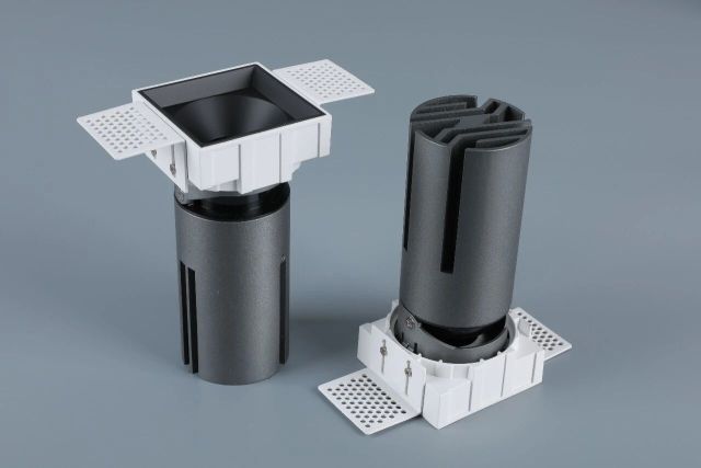 Small steel cannon spotlight - square single head / embedded