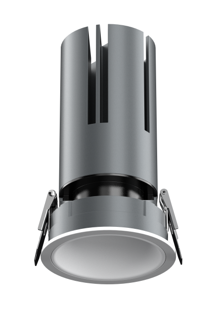 Small steel cannon spotlight - round surface ring / embedded