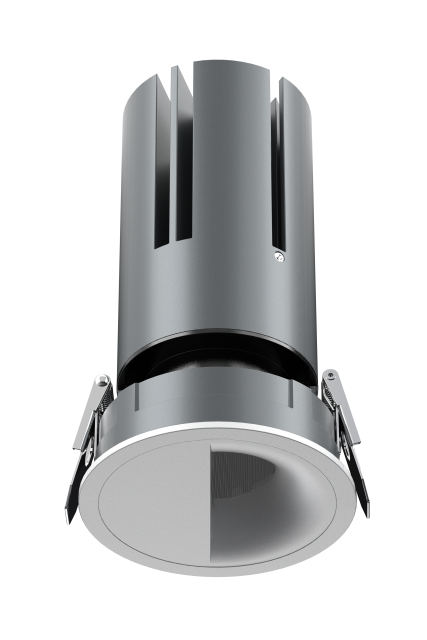 Small steel cannon spotlight - round surface ring / embedded