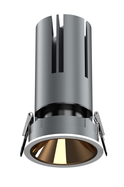 Small steel cannon spotlight - round surface ring / embedded