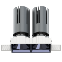 Small steel cannon spotlight - square double head / embedded