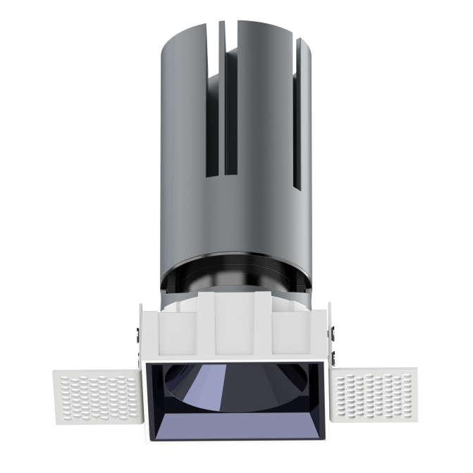 Small steel cannon spotlight - square single head / embedded