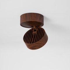 Walnut Wood Grain Surface Mounted Downlight, No-Drill Adjustable Angle Ceiling Light