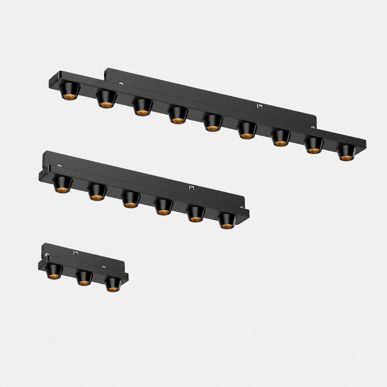 VOC DR5-GS 24V magnetic track grille light modules - 3/6/9-head anti-glare grille luminaires in matte black