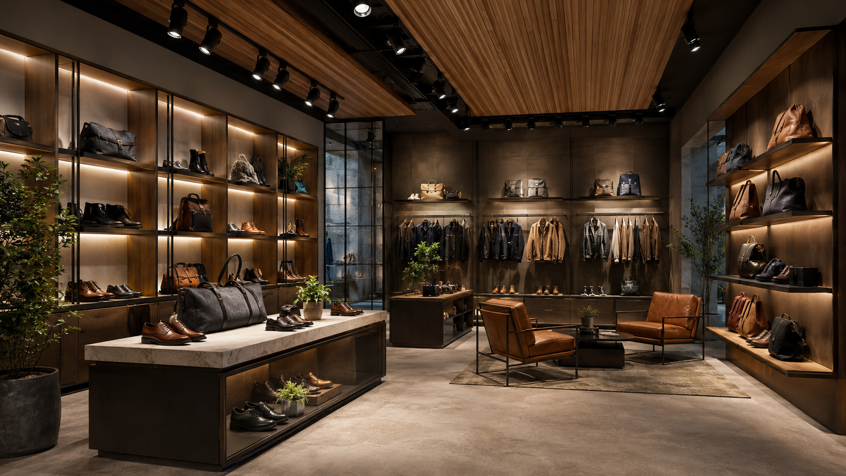 premium retail showroom lighting with track lights and accent illumination