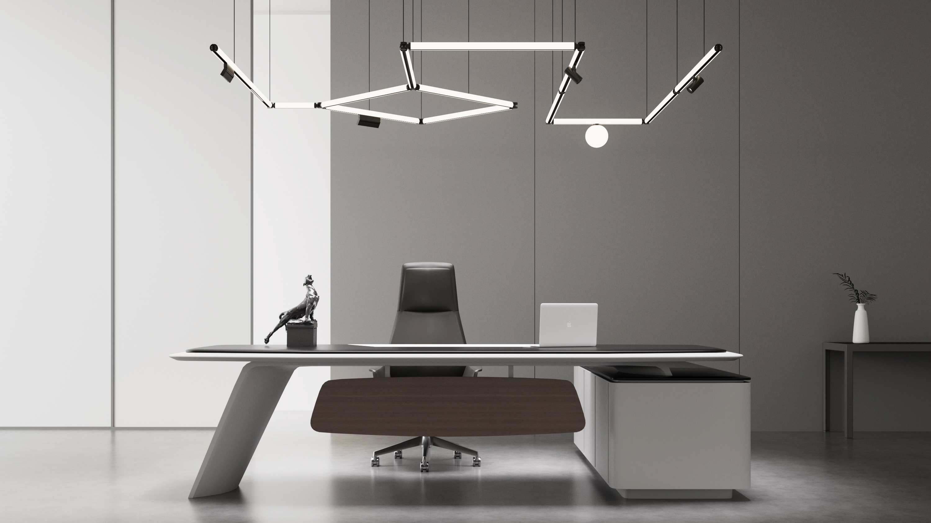 executive office lighting with modular linear pendant system