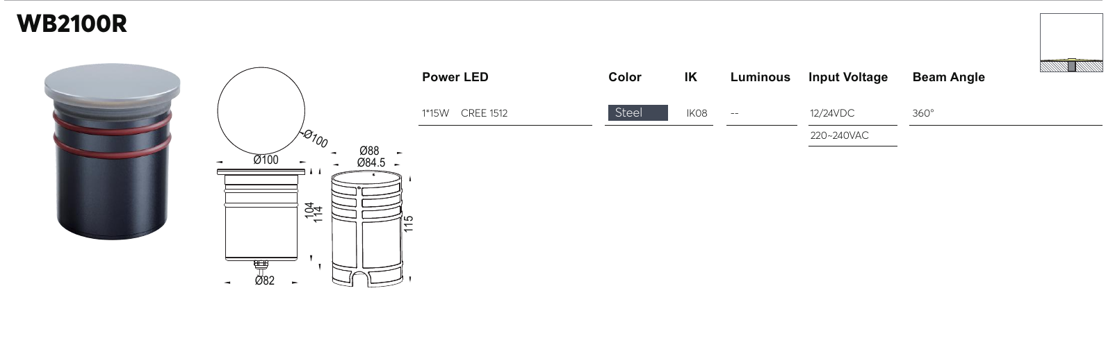 WB2100R original specification row and dimension drawing