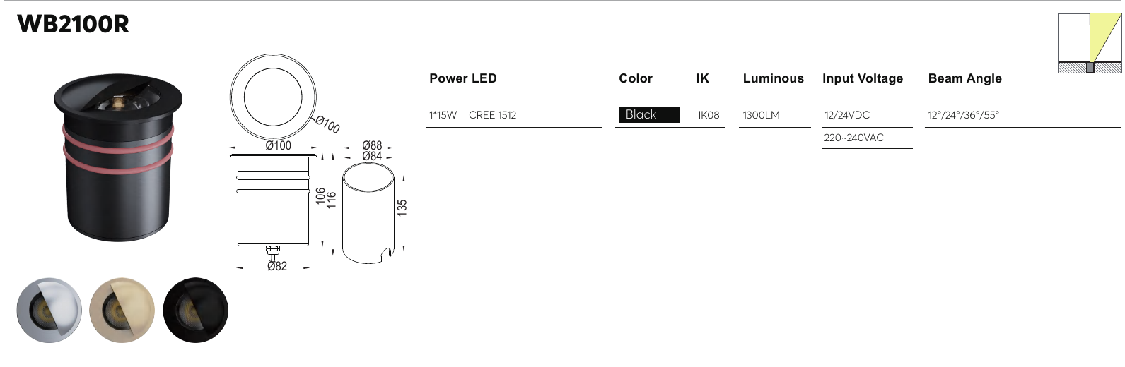 WB2100R original specification row and dimension drawing