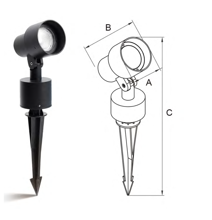 MB23-0113 Spike product illustration and drawing
