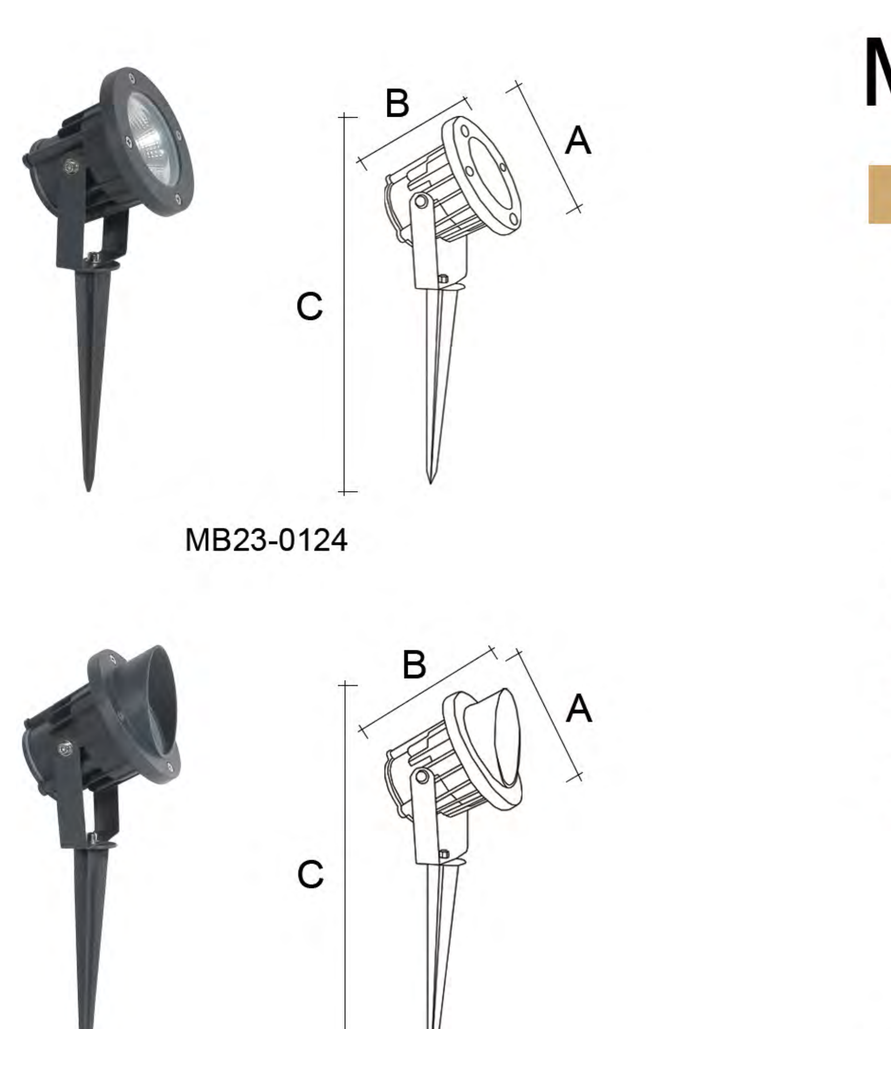 MB23-0124 / MB23-0125 Spike product illustration and drawing