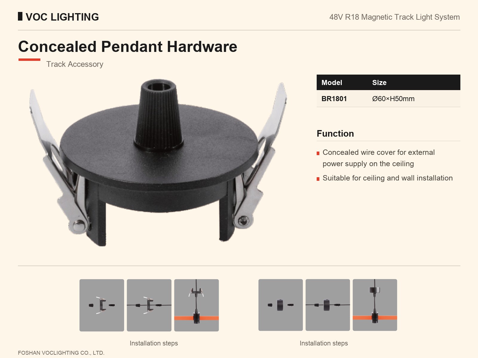 BR1801 Concealed Pendant Hardware