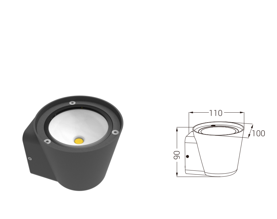 DFB-033C wall light and dimension drawing