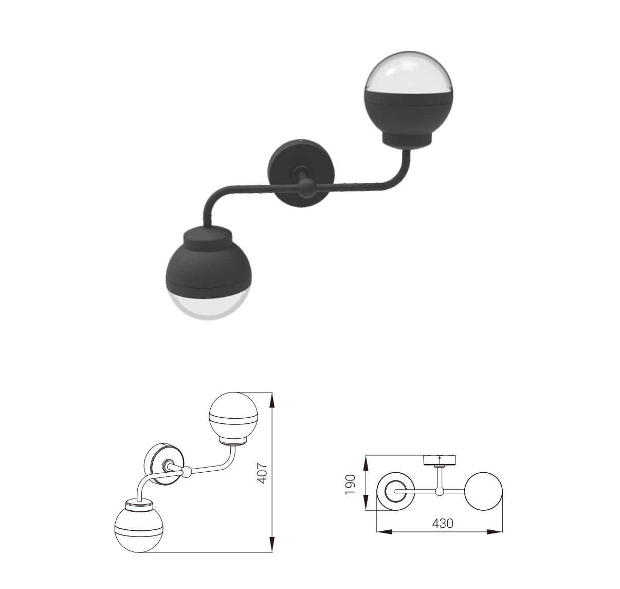 DFB-210B wall light and dimension drawing