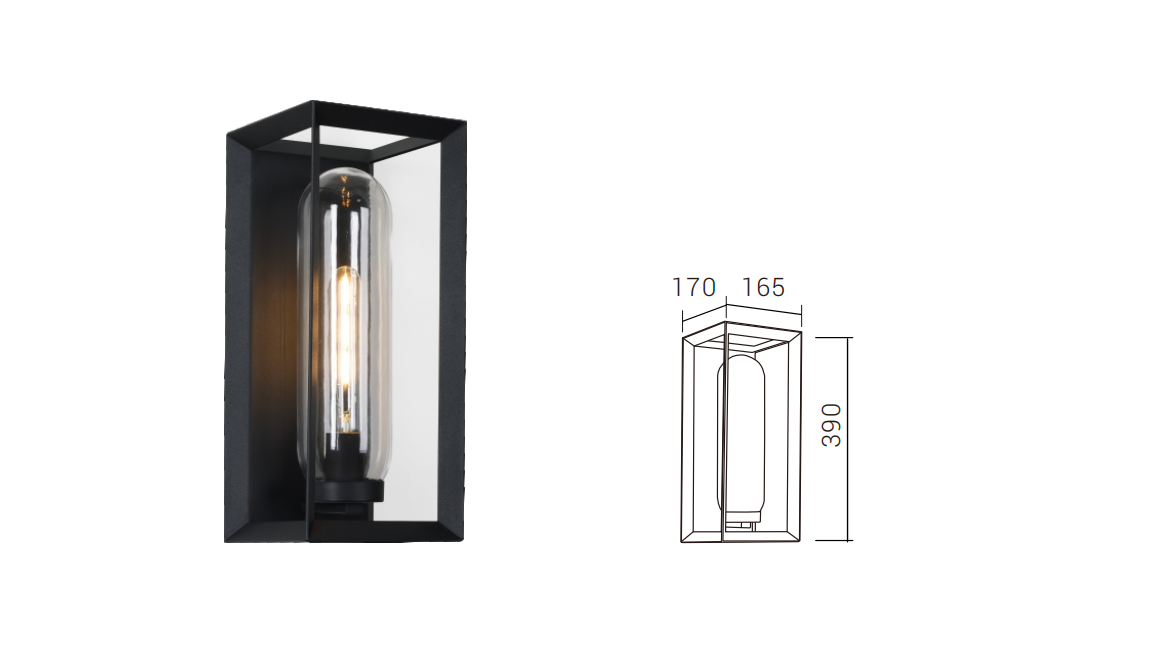 DFB-H0605 wall light and dimension drawing