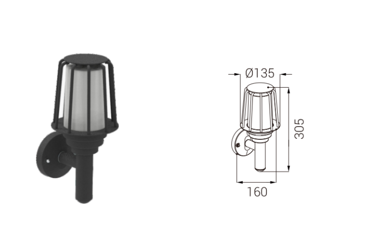 DFB-169 wall light and dimension drawing