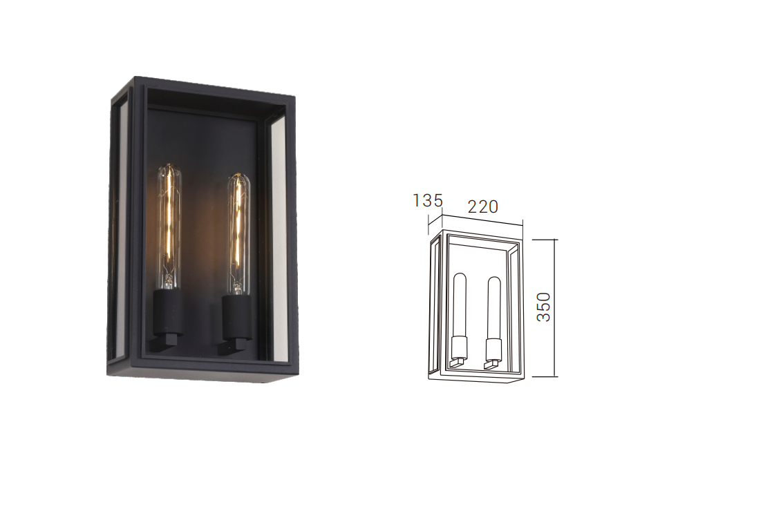 DFB-H1191-UP-L wall light and dimension drawing