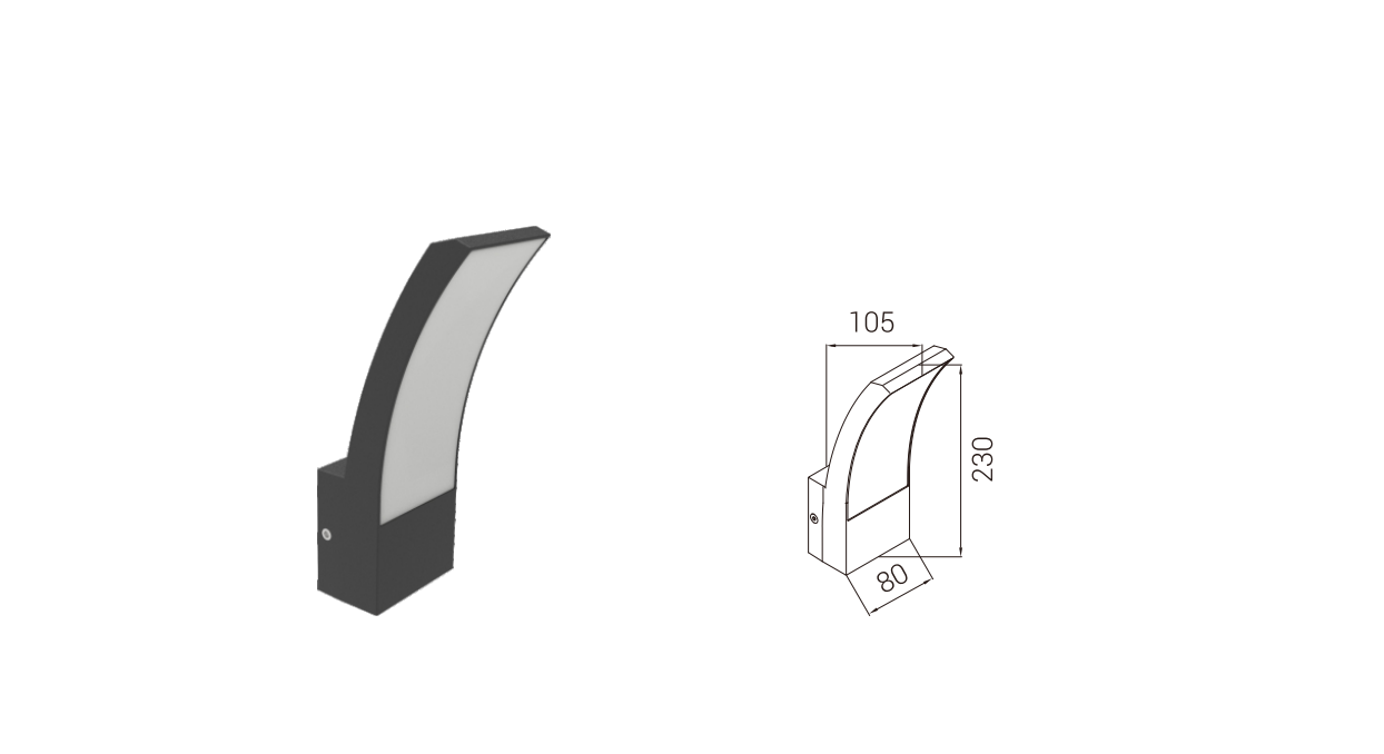 DFB-192 wall light and dimension drawing