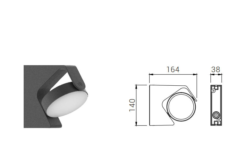 DFB-6220RD wall light and dimension drawing