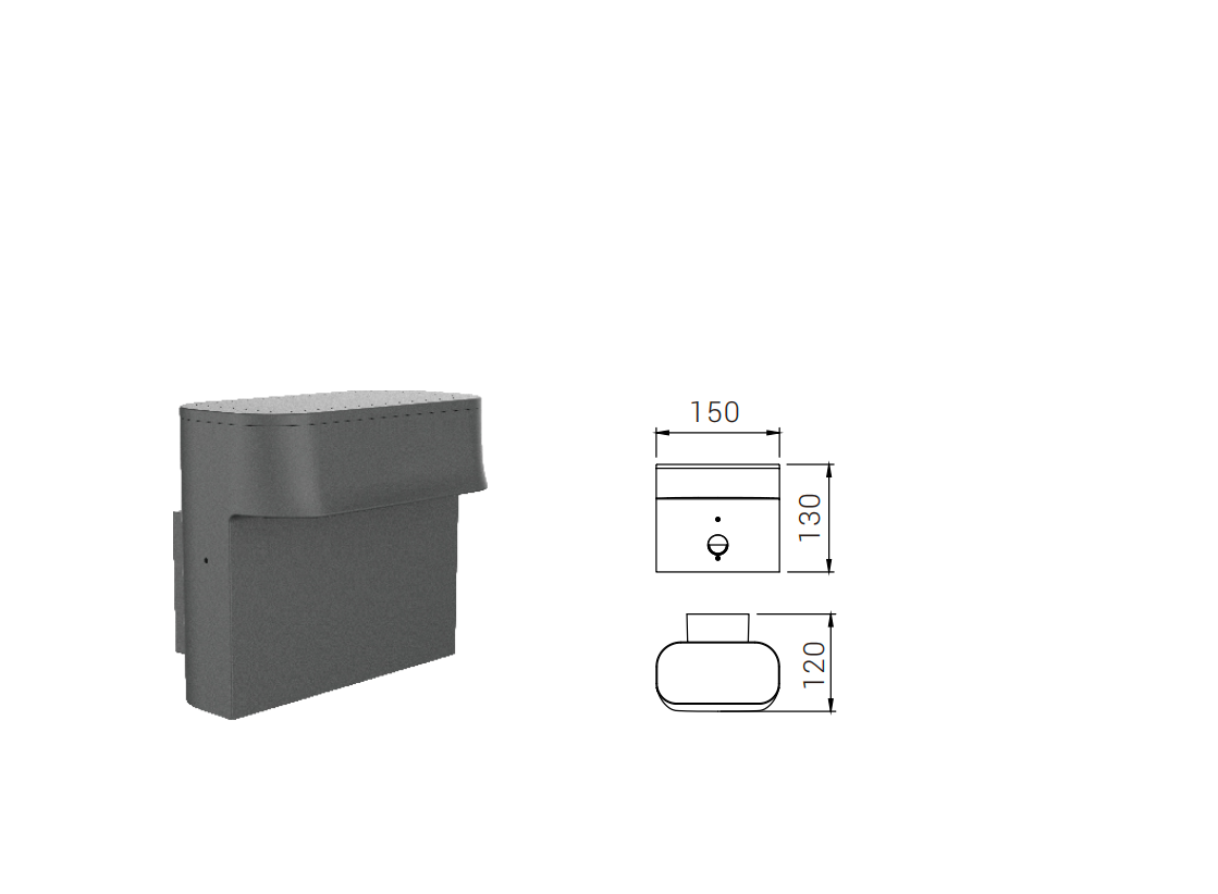 DFB-6217 wall light and dimension drawing