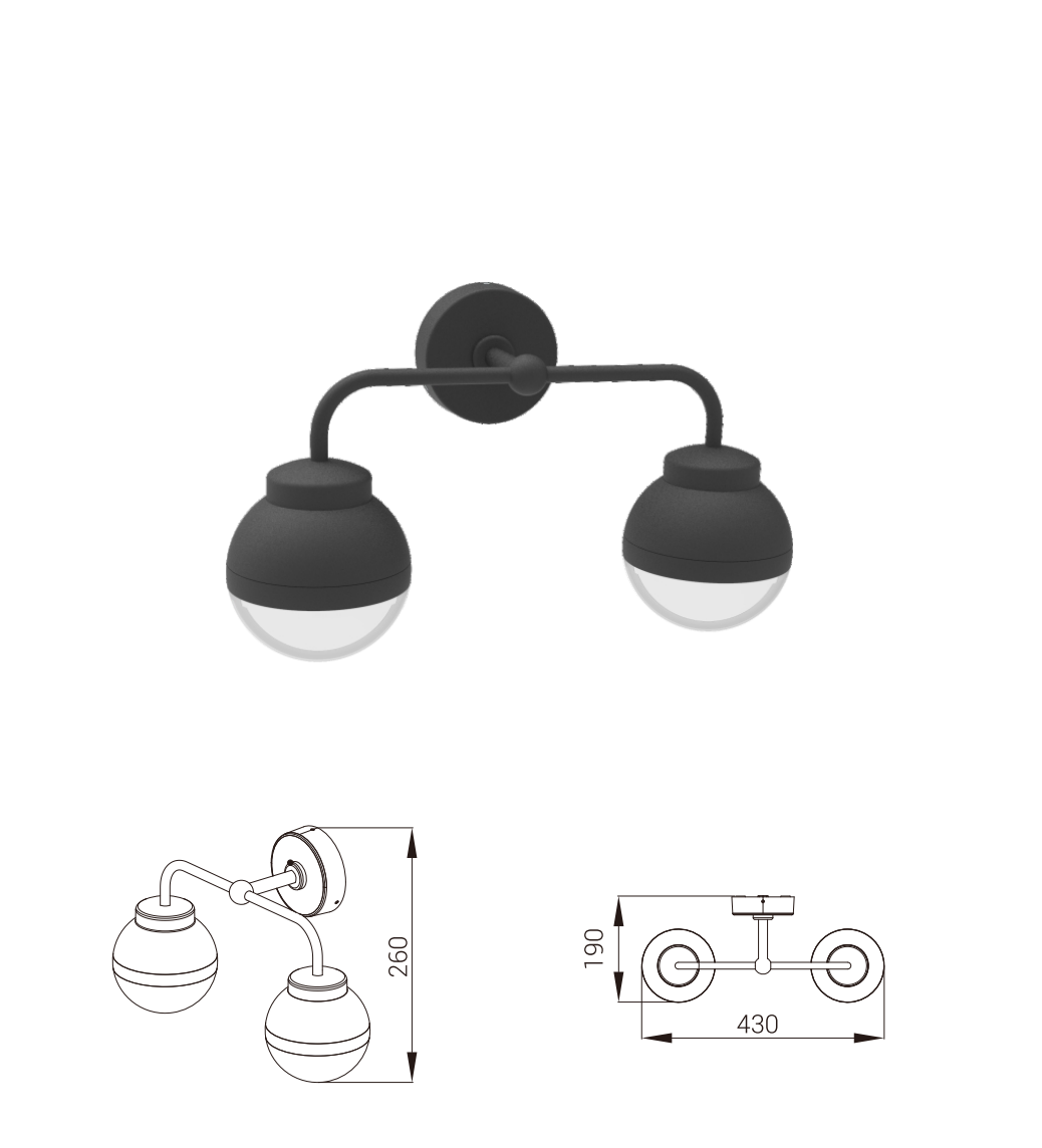 DFB-210A wall light and dimension drawing