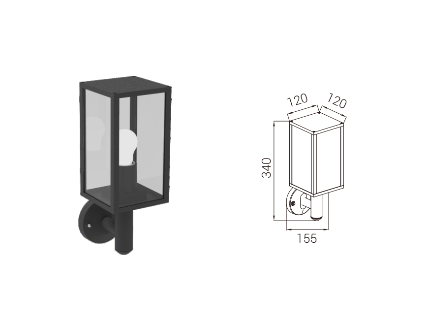 DFB-212B wall light and dimension drawing