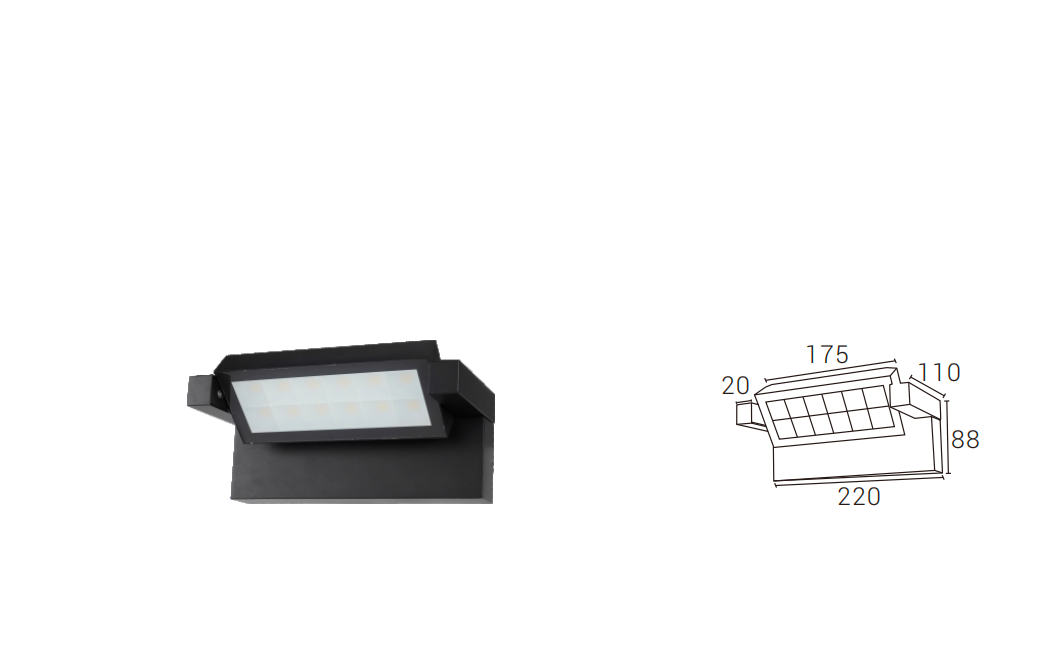 DFB-6225S wall light and dimension drawing