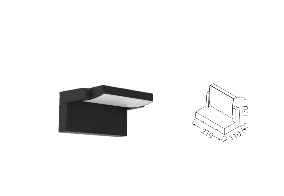 DFB-057 wall light and dimension drawing