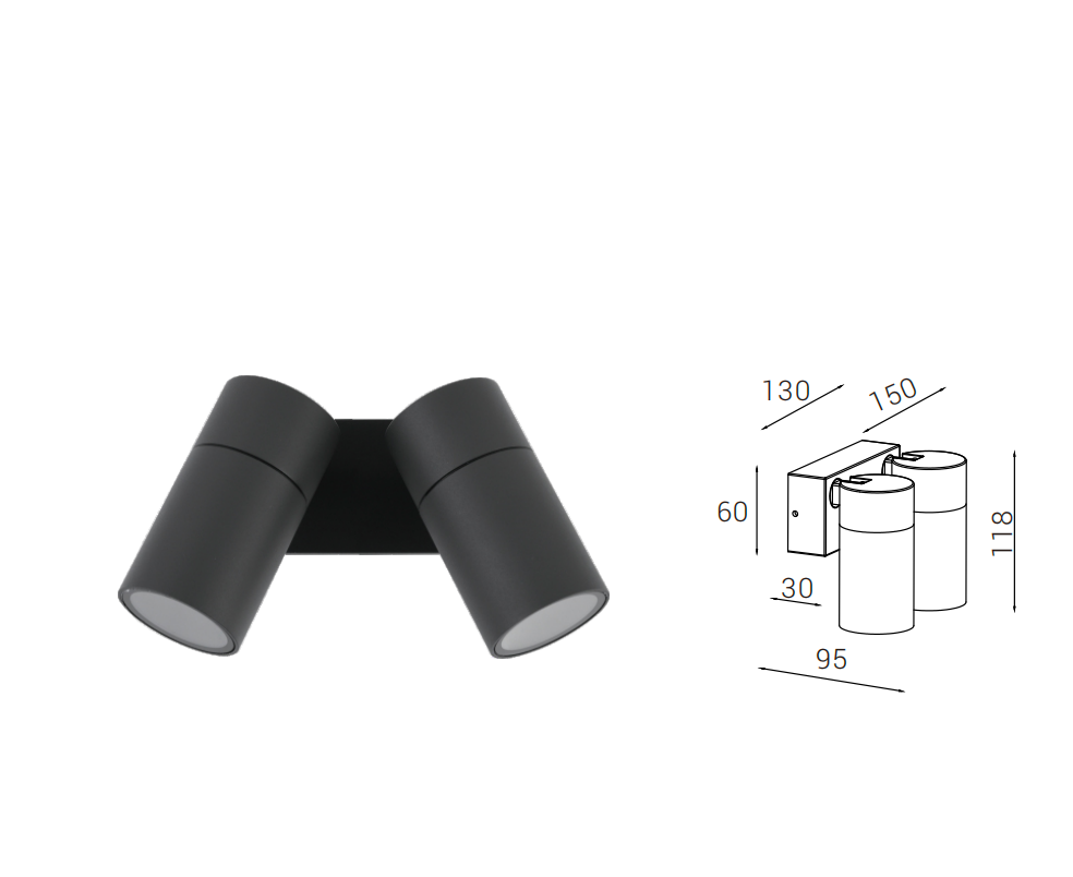 DFB-K586 wall light and dimension drawing