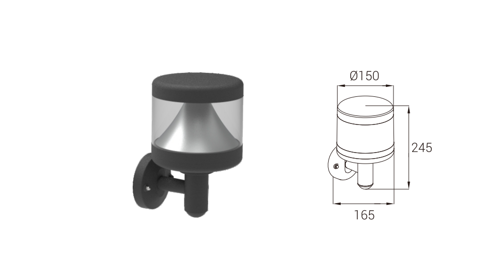 DFB-W201 wall light and dimension drawing