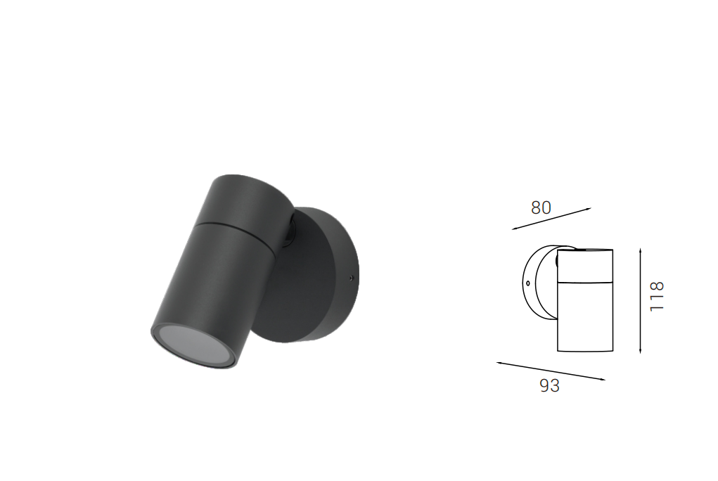 DFB-K585 wall light and dimension drawing