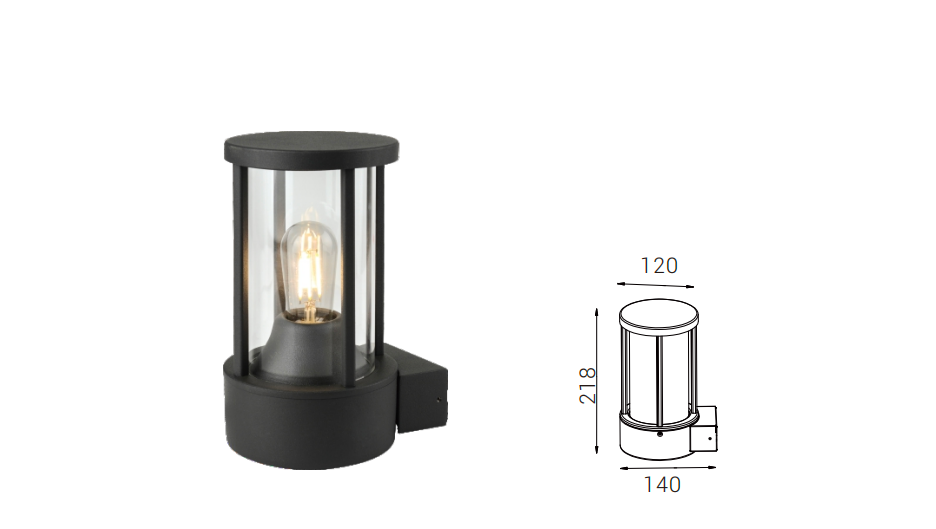 DFB-K231 wall light and dimension drawing