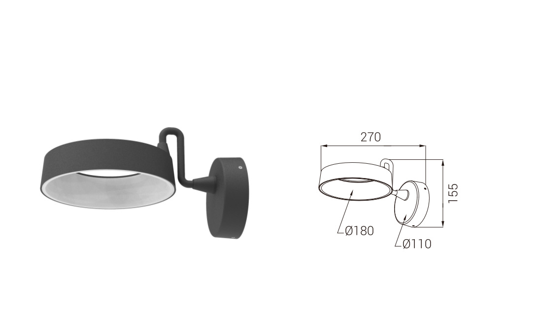 DFB-034 wall light and dimension drawing