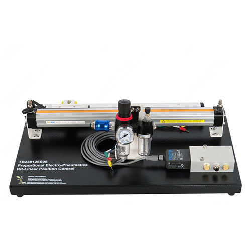 Комплект пропорциональной электропневматики. Тренажер линейного управления положением. Пневматический тренажер. Дидактическое оборудование. Учебное оборудование.