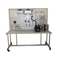 Entrenador para el estudio de un refrigerador comercial de evaporadores múltiples. Equipo de laboratorio de refrigeración. Equipo de enseñanza. Equipo didáctico.