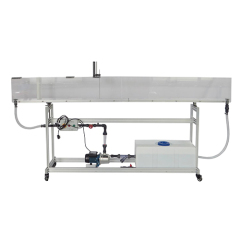 Dispositivos de Distribuição e Medição em Canal Aberto, Canal de Escoamento de 2,5 metros, Equipamento Didáctico, Equipamento para Formação Profissional, Equipamento para Laboratório de Mecânica dos Fluidos