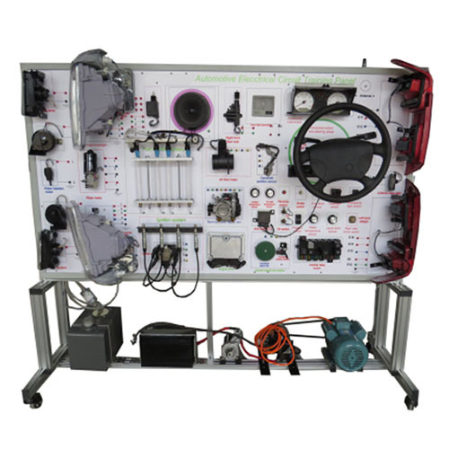 Panel de entrenamiento de circuitos eléctricos automotrices, equipo didáctico para instructores automotrices.