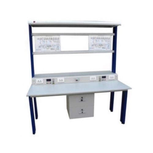 Bancada de trabalho eletrônica: equipamento para treinamento profissional, modelo de ensino para capacitação em habilidades elétricas.