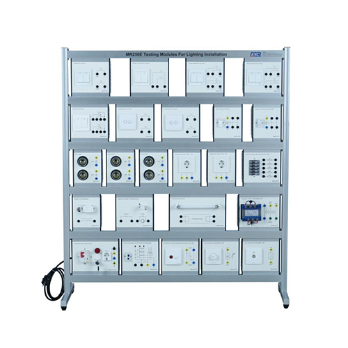 Módulos de prueba para equipos educativos de iluminación para escuelas. Paquete instructivo. Laboratorio de instalación eléctrica.