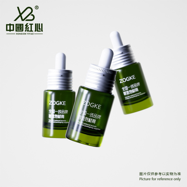 Factory stock 10ml transparent green threaded flat shoulder bottle essential oil bottle empty bottle rubber head dropper dispensing bottle glass bottle